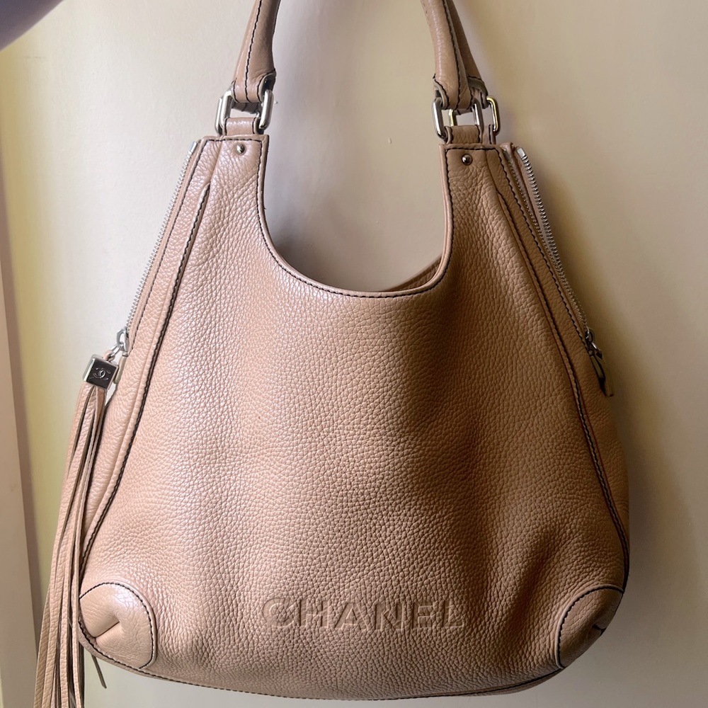 COPY - Authentic Chanel Hobo Bag- cream with silver hardware